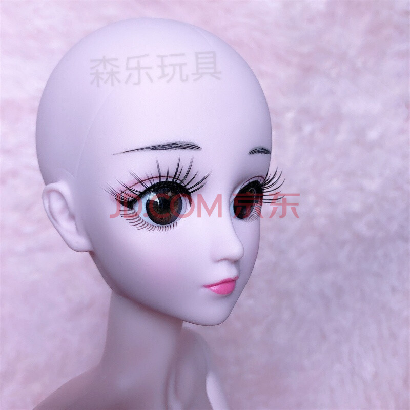 bjd光头娃娃改装可戴假发 定制款:棕美瞳眼 光头 身体 牛仔套装裙