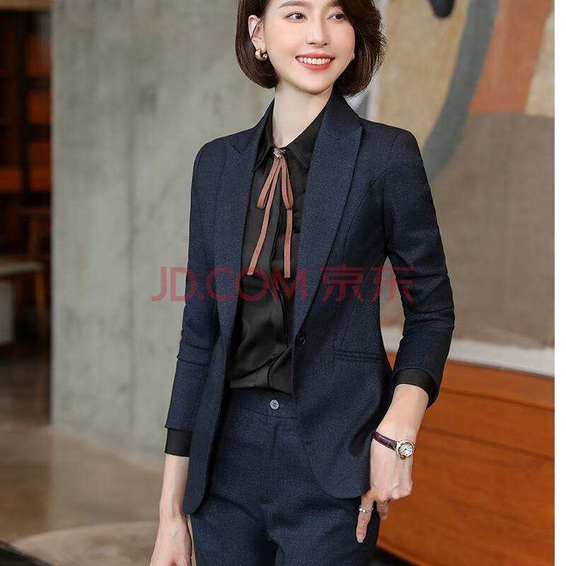 韩版气质女神范高端正装西服酒店工作服外套 jy6081 蓝色西装 裤子