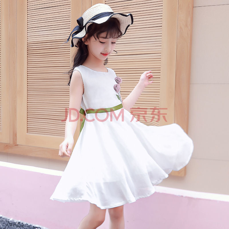 童装2021新款雪纺女童吊带连衣裙夏装小女孩洋气儿童公主裙子 胸口