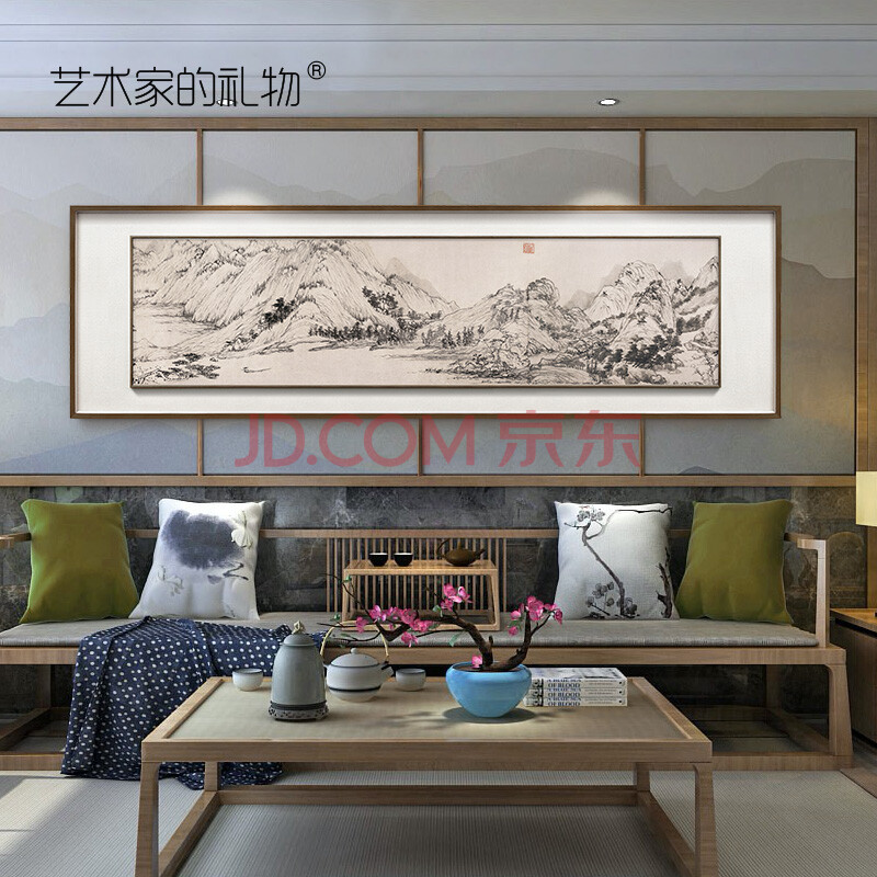 山水画沙发背景墙壁画风水画靠山画办公室挂画国画名画 富春山居图-c