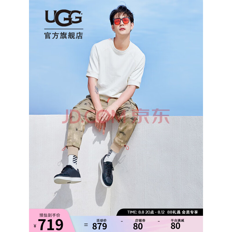 UGG 2023春季男士低帮一脚蹬小白鞋运动休闲鞋 1108959 BLK 43 