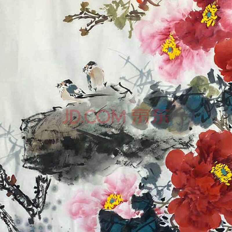 石田 著名画家《花开富贵,紫气东来》 小六尺 规格【180x70cm】