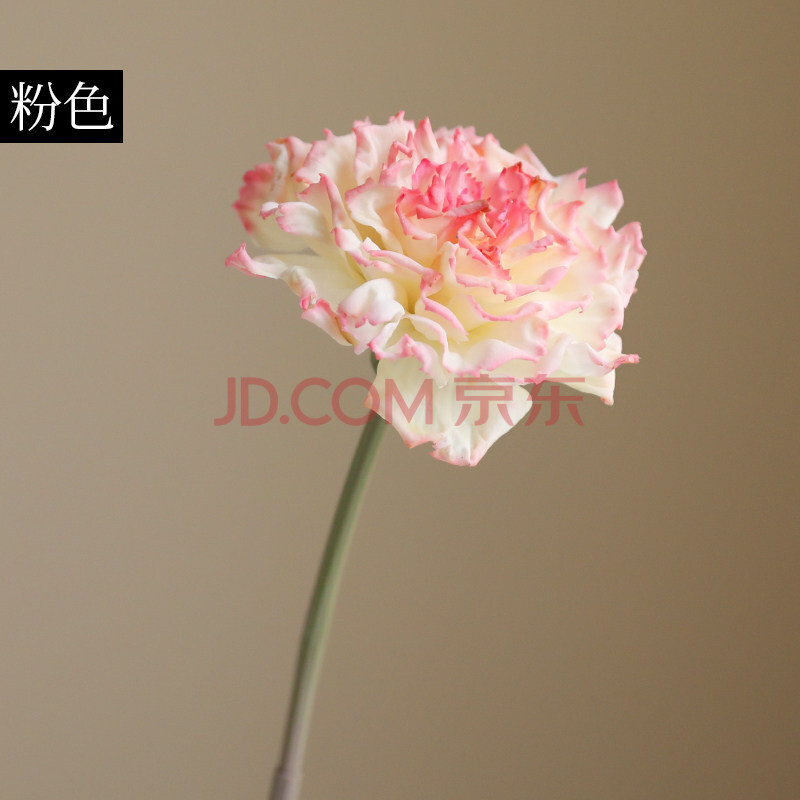 肃音 焦边手感保湿康乃馨仿真花单支假花 欧式客厅摆件装饰品 粉红色