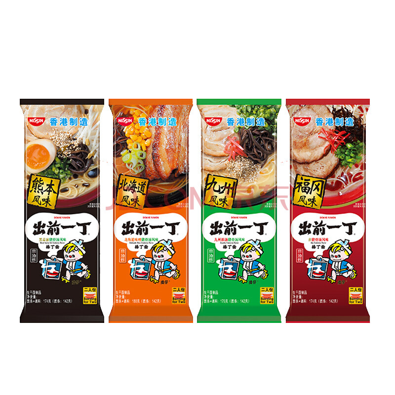 出前一丁日清 进口方便面速食 多口味4袋组合装棒丁面712g 方便食品速食