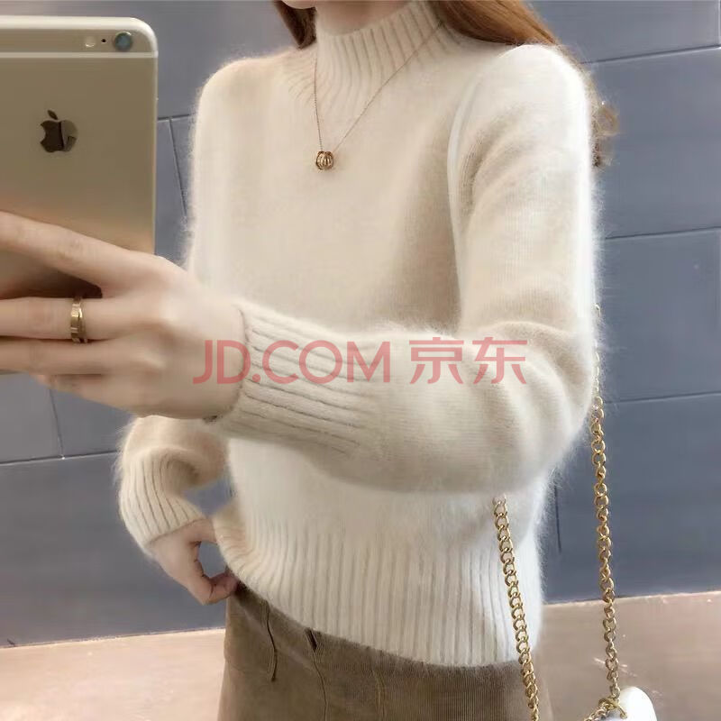 女装不掉毛 加绒/不加绒仿水貂绒毛衣女秋冬短款宽松套头厚针织打底衫