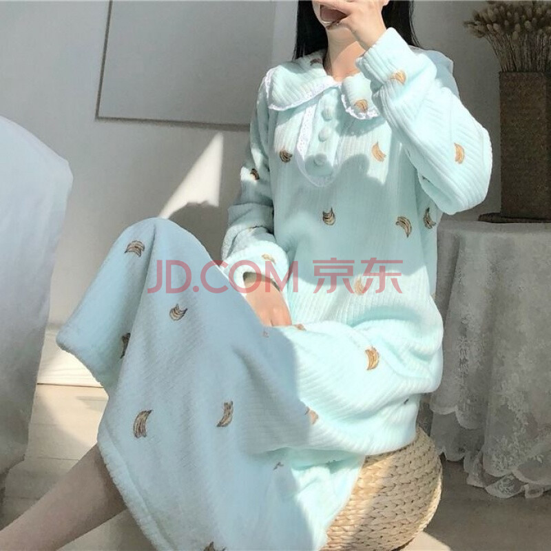 佐欧雅女生珊瑚绒睡裙秋冬毛毛大码宽松可爱韩版秋冬睡衣女宽松可爱