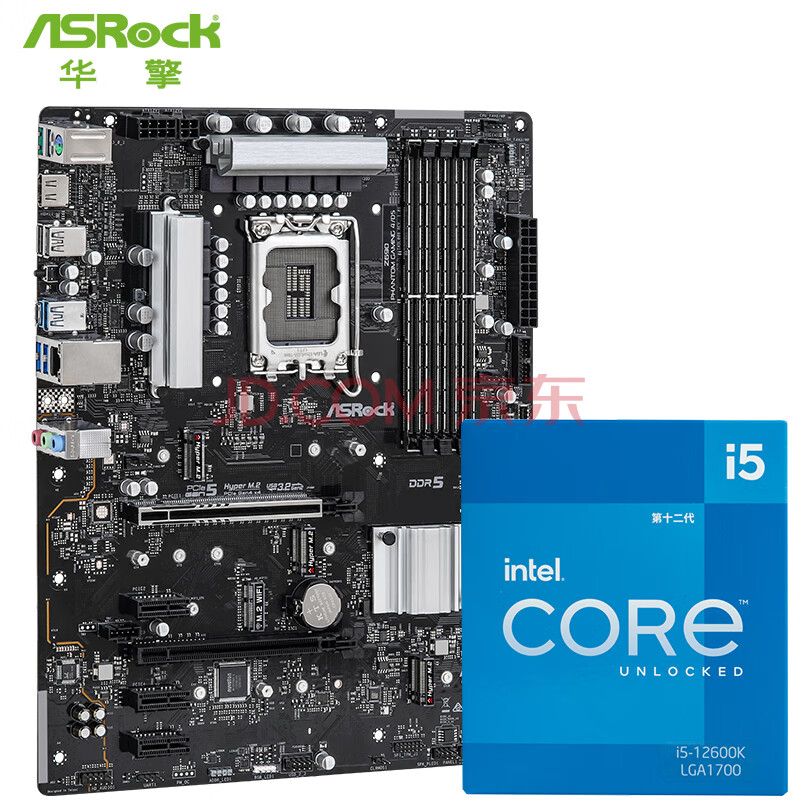 华擎 (ASRock) Z690 Phantom Gaming 4/D5 电竞主板主板+ Intel i5-12600K CPU 板U套装 CPU主板套装