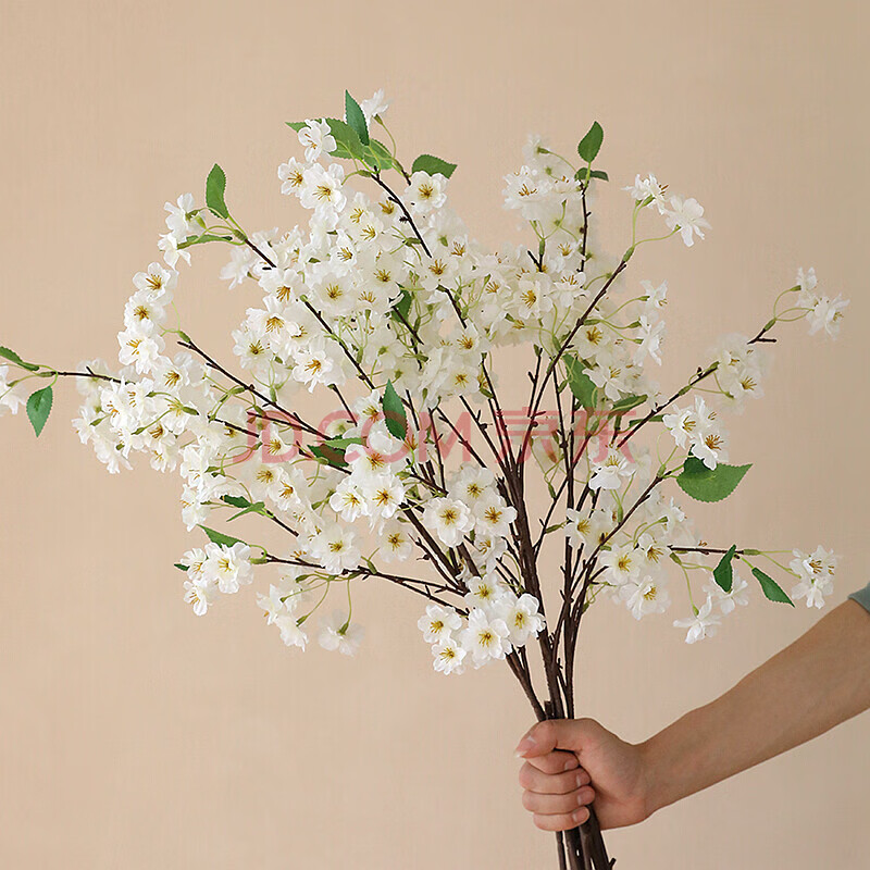 黛莉森 假花 仿真花 花瓶插花设计装饰花艺绢布干花花束客厅花家居卧室办公桌餐桌花拍照摆放道具樱花白色5枝