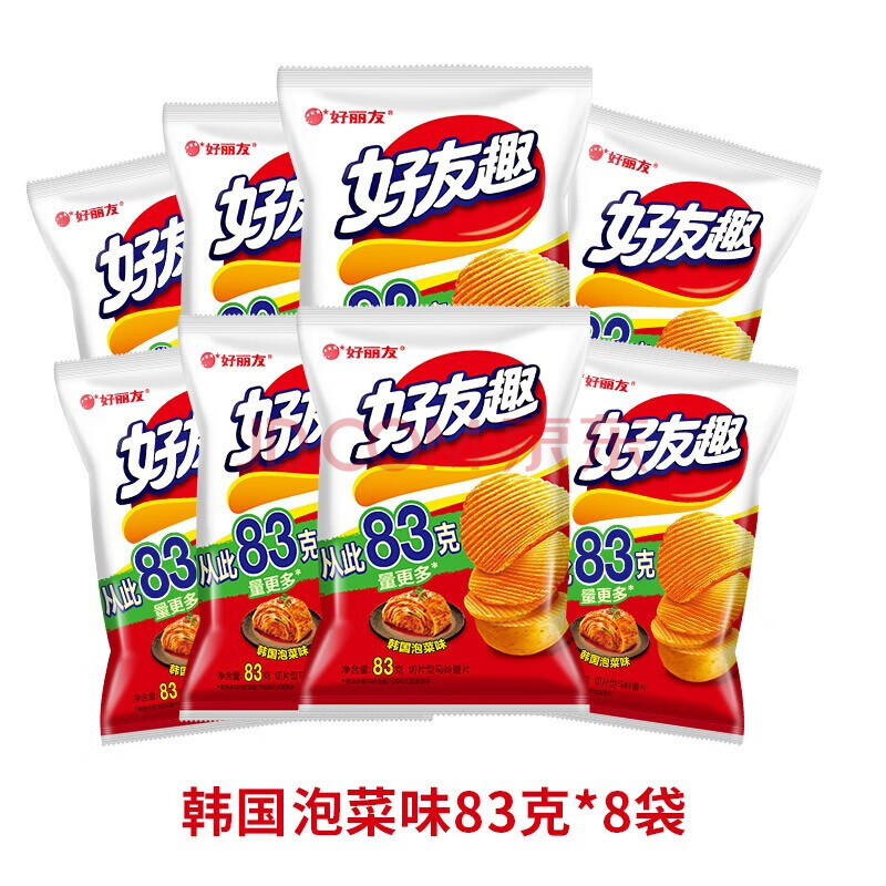 好丽友好友趣薯片蜂蜜黄油泡菜味83g8大包超大整箱零食休闲小吃韩国