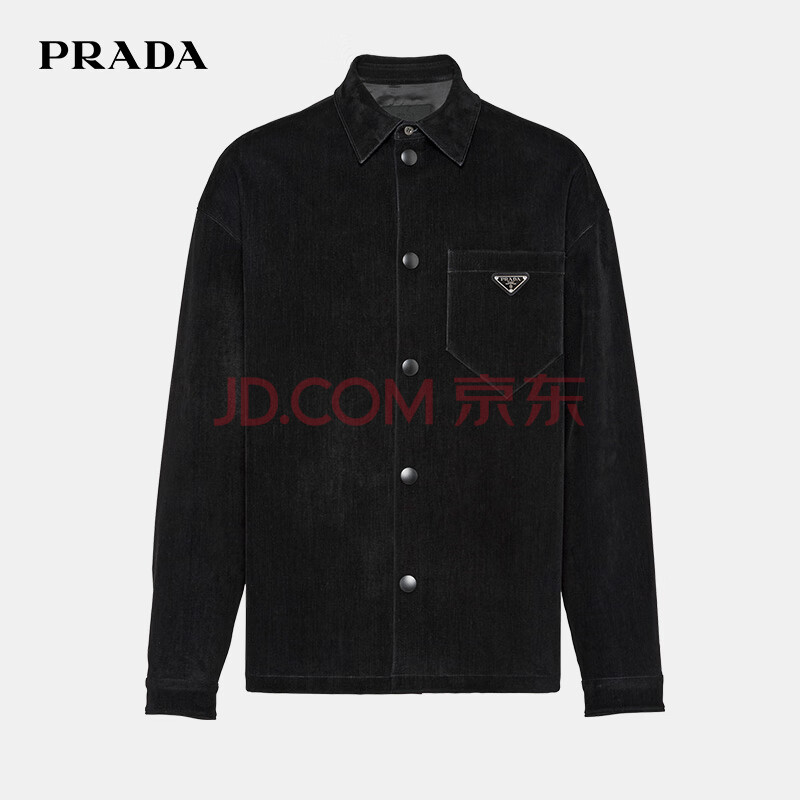 普拉达（PRADA）23春夏男士弹力棉衬衫 SC657S231-12HO-F0002 黑色 L 