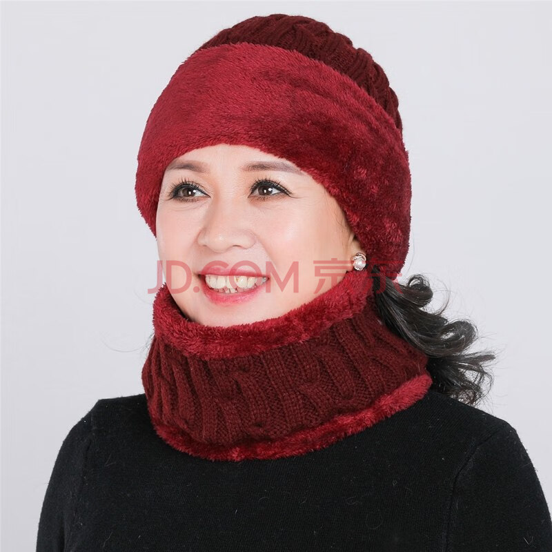 针织帽子冬天加厚帽子妈妈冬季保暖冷冬帽女式洋气包头帽奶奶老人棉帽