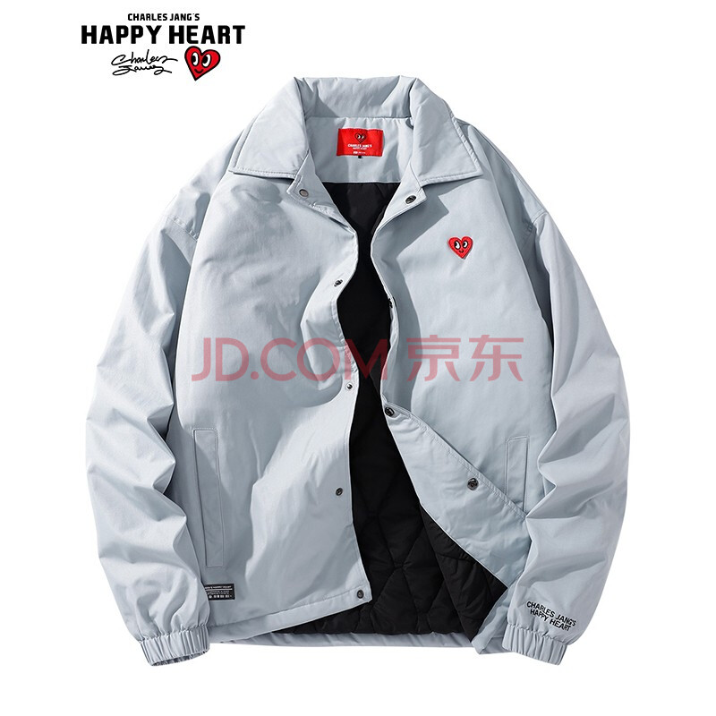 HAPPY HEART 查尔斯桃心 棉服男女情侣款 爱心Logo基础休闲夹棉加厚棉服外套 男女同款 雾霾蓝 L