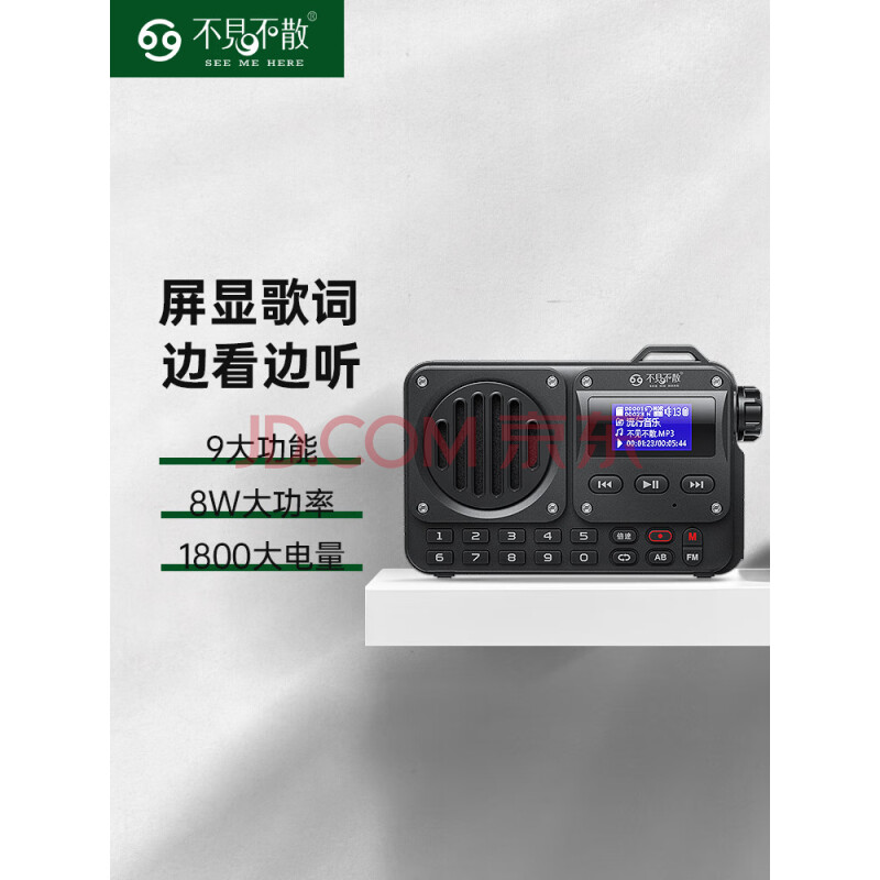 不见不散BV800收音机无线便携蓝牙音箱迷你小音响充电式u盘插卡mp3音乐播放器低音炮复古收音机 曜石黑