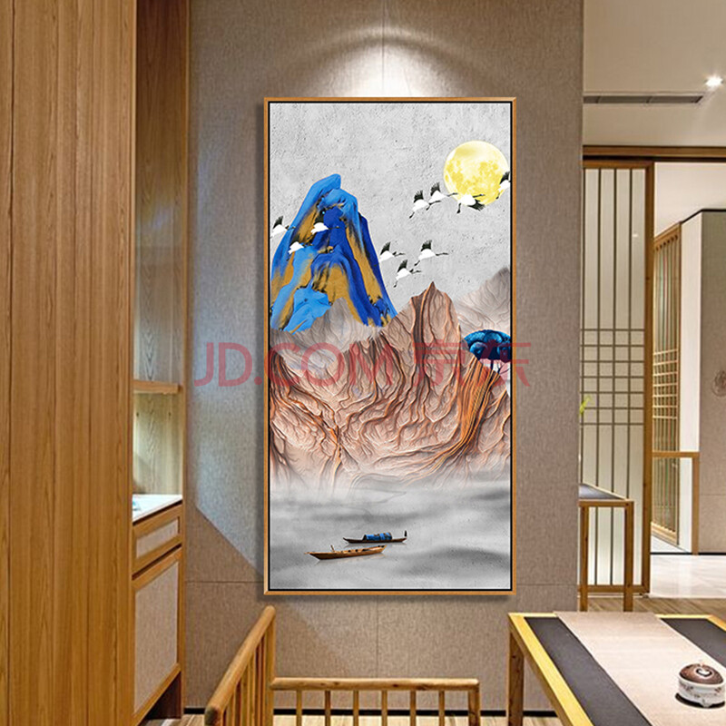 千色汇 新中式玄关装饰画抽象大气山水画轻奢过道走廊