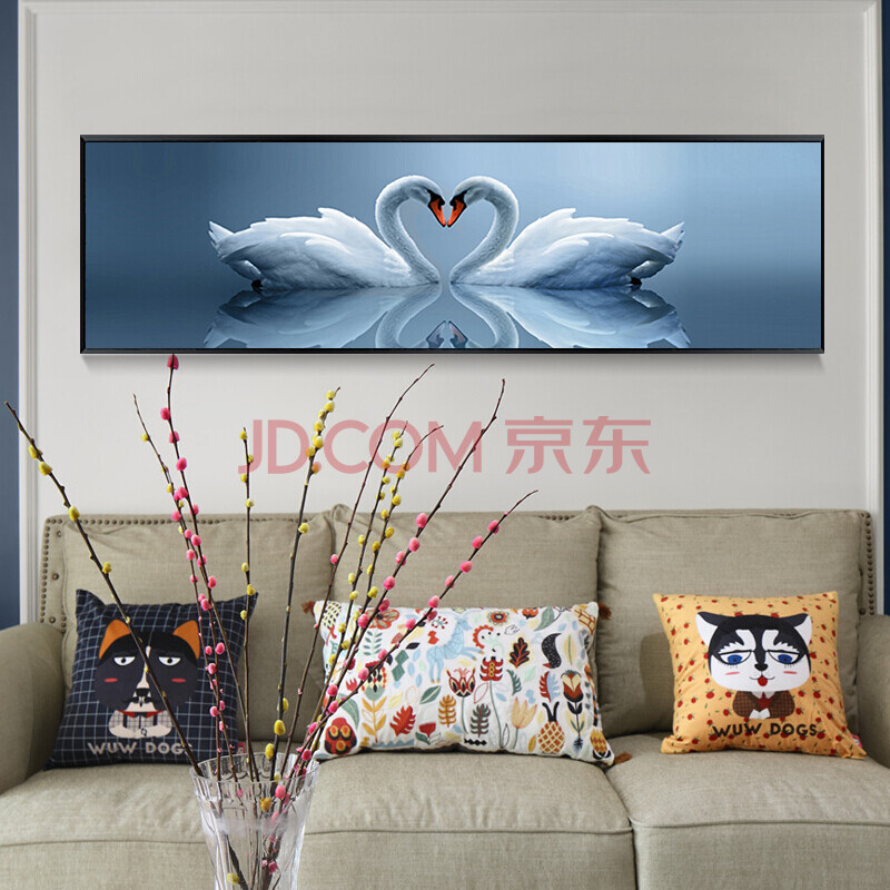 卧室装饰画床头挂画温馨客厅壁画沙发背景墙天鹅现代简约房间墙画装饰