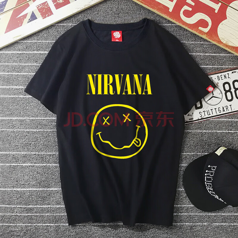 nirvana 涅盘乐队t恤男摇滚乐队短袖笑脸字母印花上衣宽松大码潮