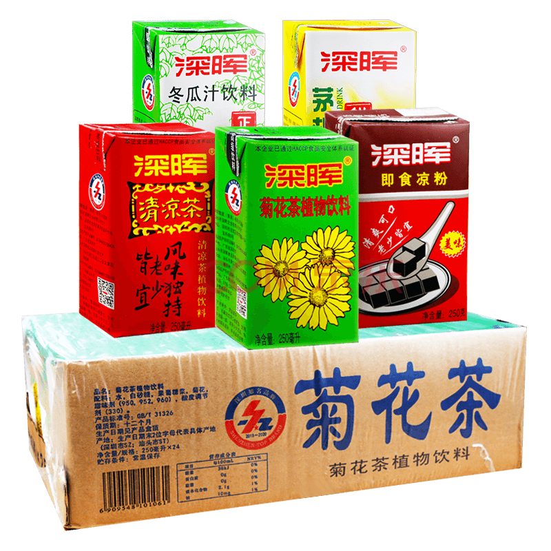 深晖港式饮料250ml*24盒 菊花冬瓜清凉茶凉粉甘蔗汁港式柠檬茶芒果汁