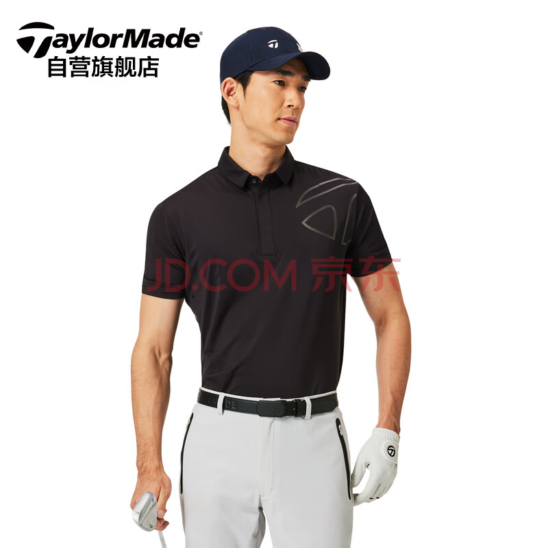 泰勒梅taylormade高尔夫短袖T恤男士夏季POLO衫 高尔夫球衣高尔夫服装N92413 黑色O