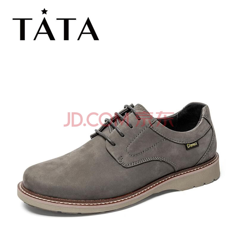 tata/他她2019秋专柜同款牛皮革绑带休闲男单鞋laa02cm9 灰色 37
