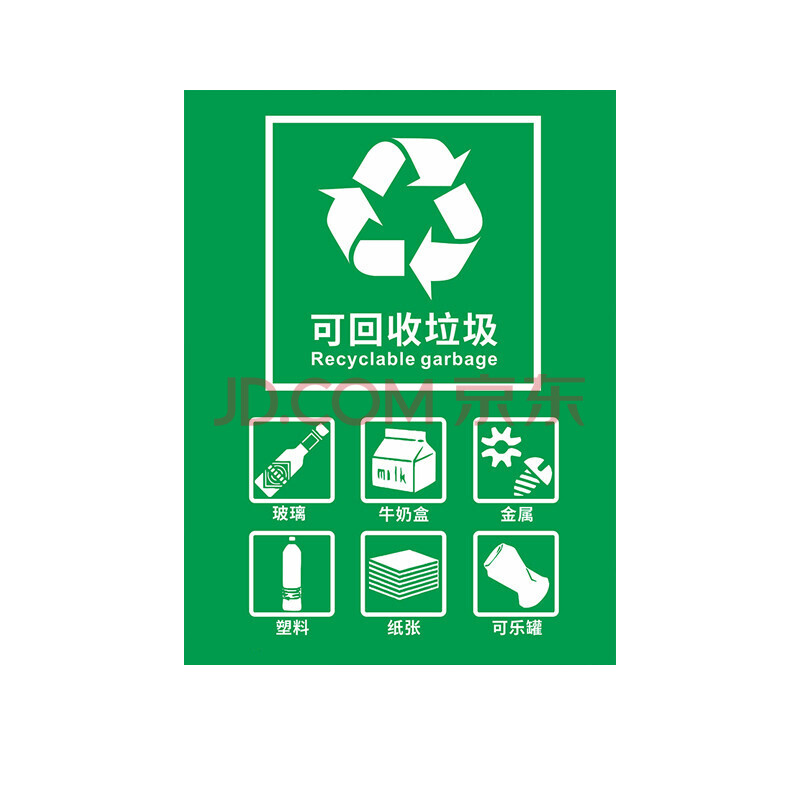 贝净洁 垃圾分类标语标识宣传贴纸垃圾桶可回收不可回收厨余垃圾干湿