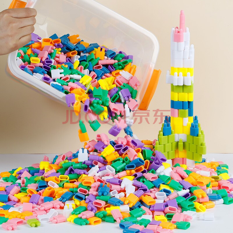 爱乐心 弹头积木马卡龙色塑料拼插自由拼装玩具幼儿园