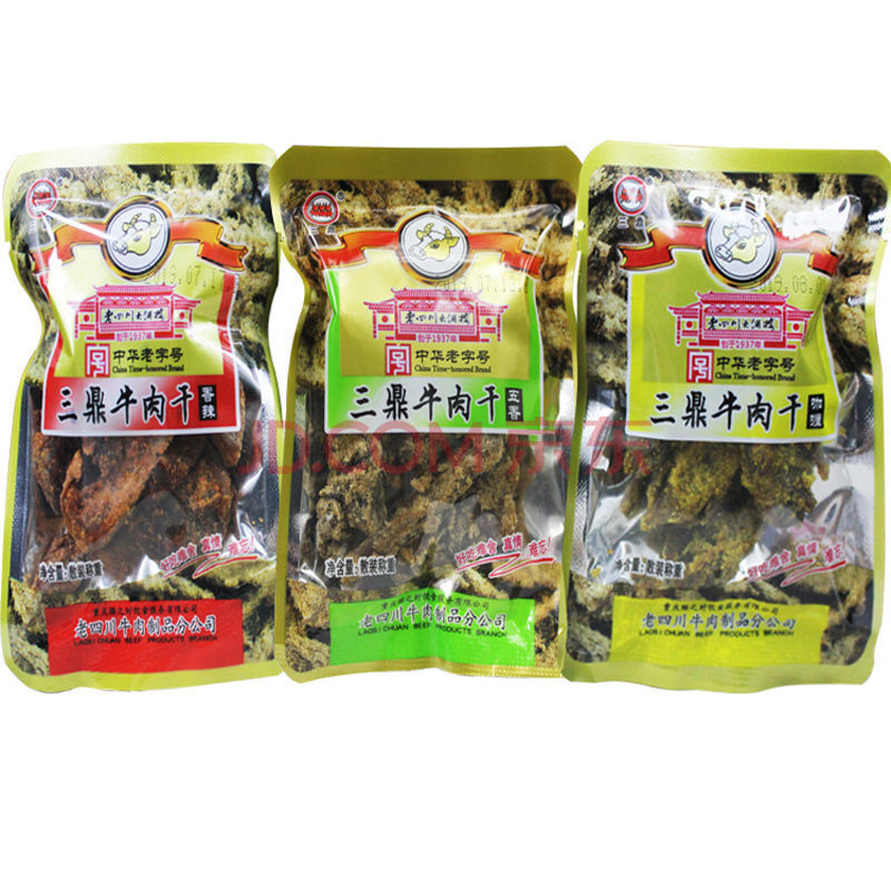 1500g/袋 重庆三鼎老四川纯牛肉干五香味香辣条独立小袋零食200g 三鼎