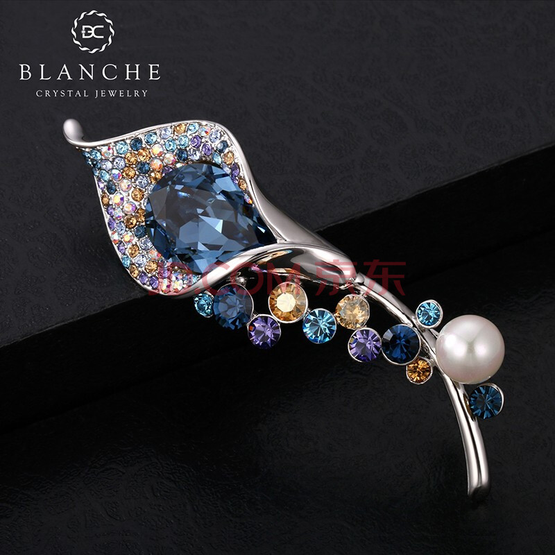 【教师礼】布兰琪blanche施华洛世奇水晶韩国气质花朵胸针毛衣链胸花