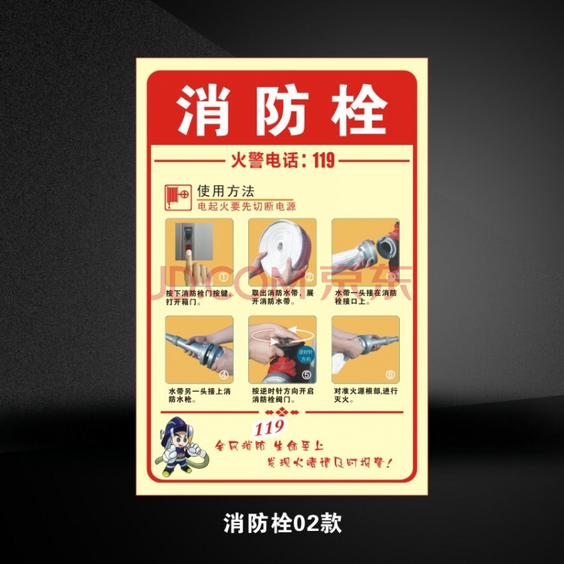 消火栓贴纸消防栓箱使用方法说明灭火器标识牌安全指示贴定制 消防栓