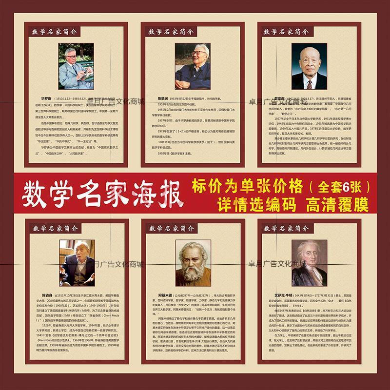 科学家数学家物理学家化学家教育家名人头像画挂图墙贴画海报 相纸 70