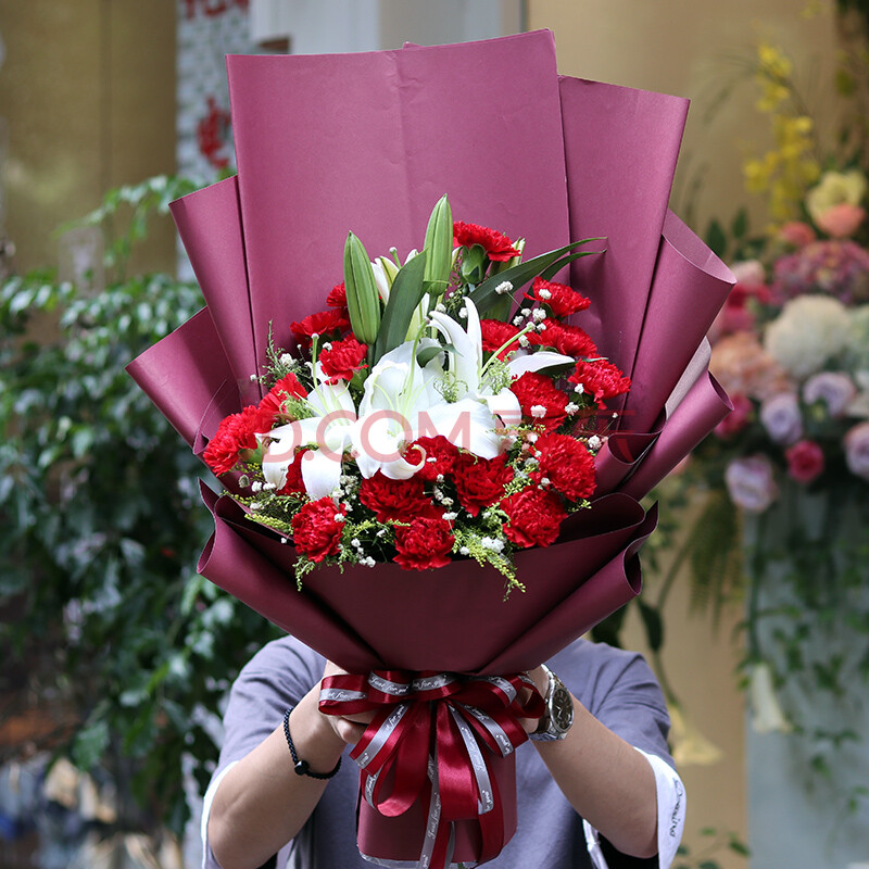 香水百合花束送妈妈老师北京上海广州深圳成都重庆同城鲜花店配送花