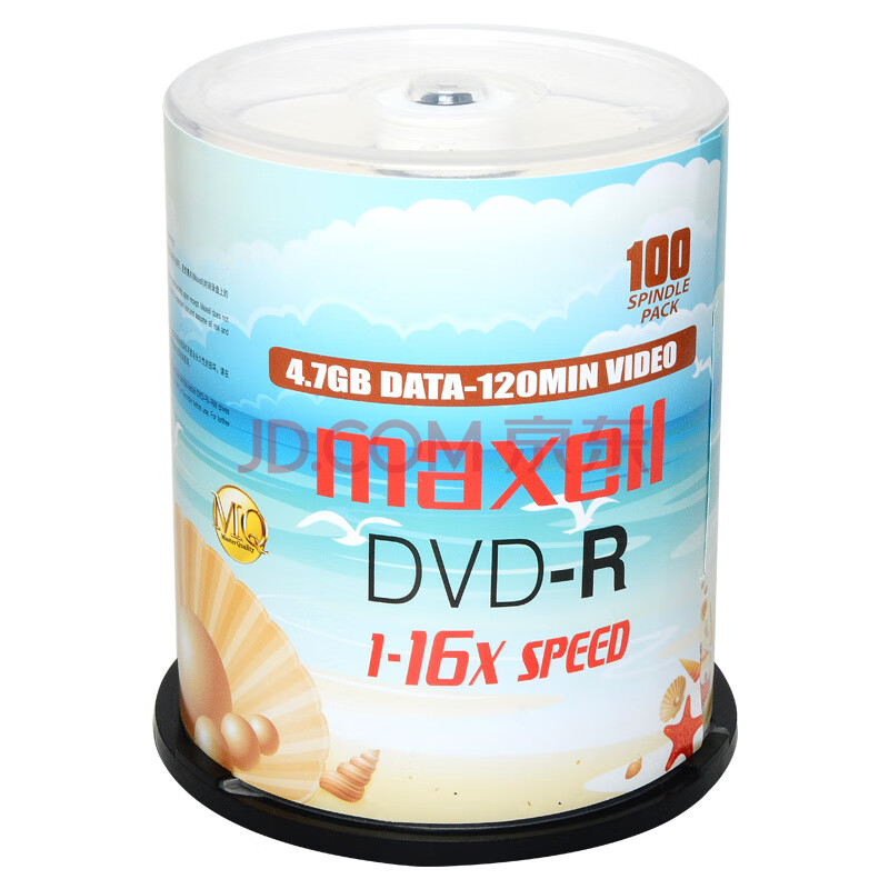 麦克赛尔（maxell）DVD-R光盘 刻录光盘 光碟 空白光盘 M2系列16速4.7G 珍珠白桶装100片