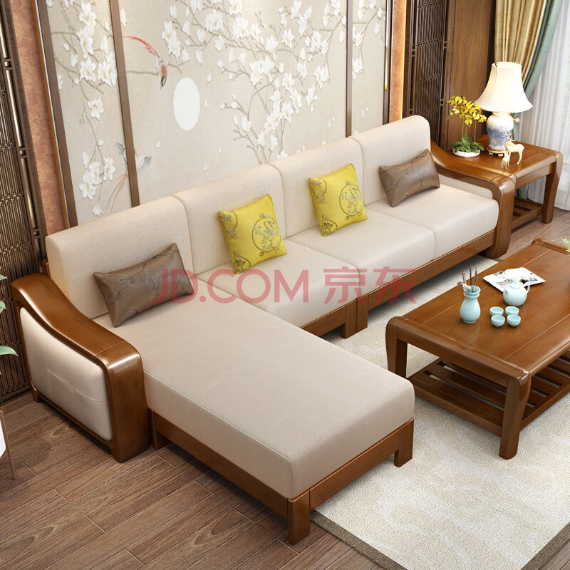 实木沙发组合简约现代新中式客厅木质家具轻奢转角储物中式木沙发