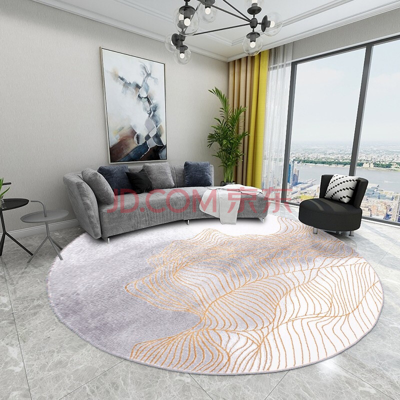 丽家地毯 家用轻奢圆形地毯 现代简约客厅茶几毯欧式北欧卧室圆形毯