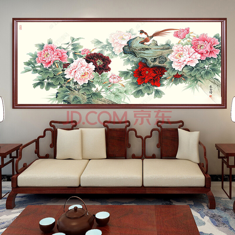 花开富贵牡丹图客厅壁画 画牡丹花装饰画国画图挂画新中式风水平安