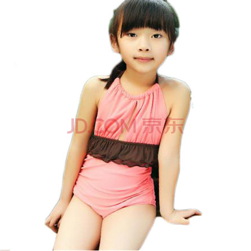 多喜贝尔儿童游泳衣 时尚女童 中大童女童泳衣连体三角可爱保守女泳装