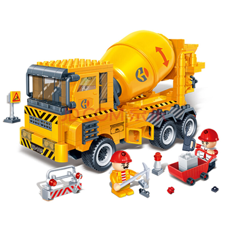 积木 工程系列挖土机装载机双轮压路机儿童益智拼装玩具混凝土工程车