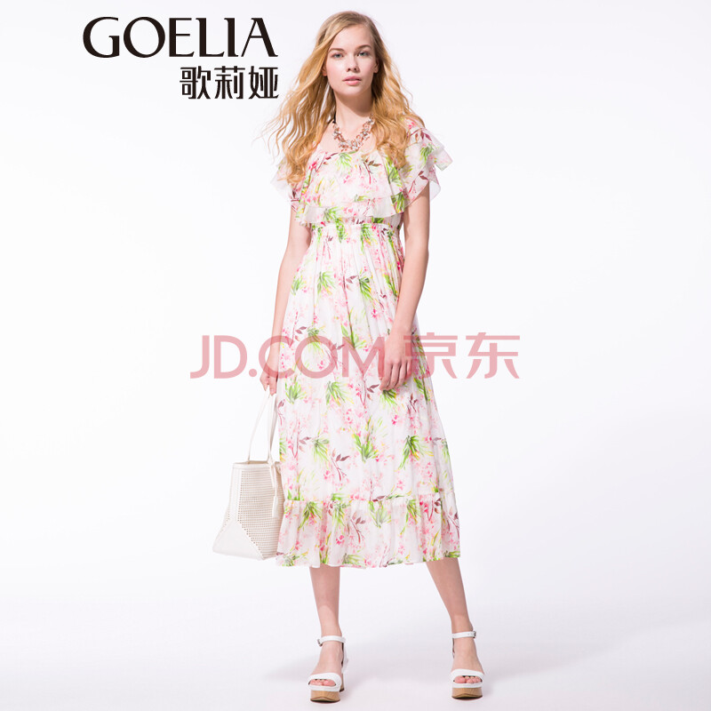 女装 连衣裙 歌莉娅(goelia) 歌莉娅 goelia 夏装新款 真丝短袖长裙