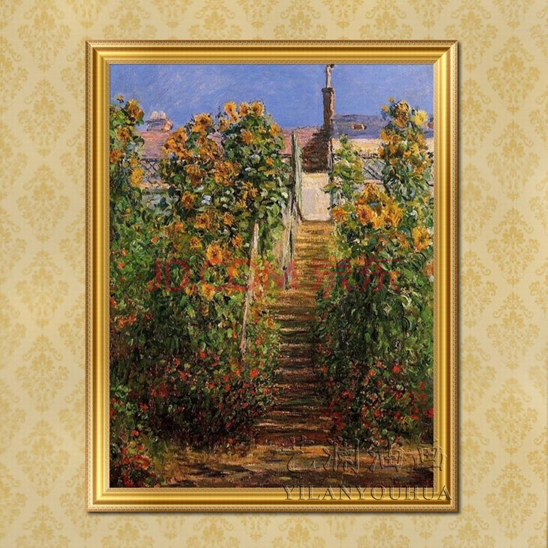 花园的台阶》莫奈作品印象派系列风景 收藏艺术品客厅墙壁挂画mn81