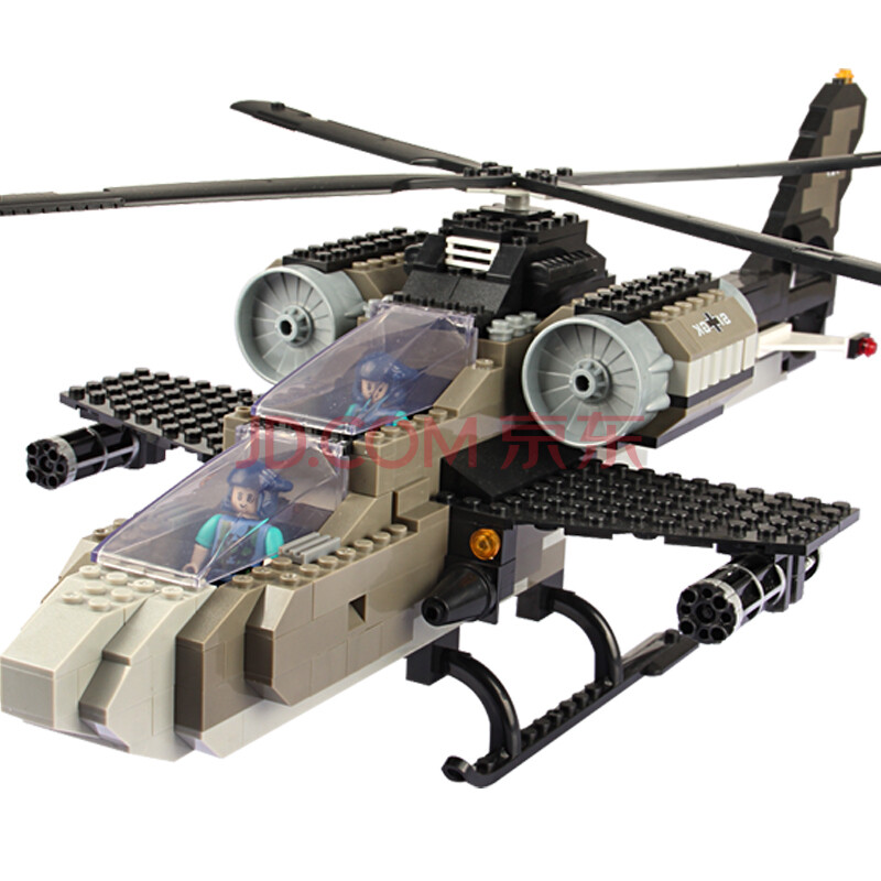 玩具军事积木益智塑料拼插拼装积木5合1战机直升机
