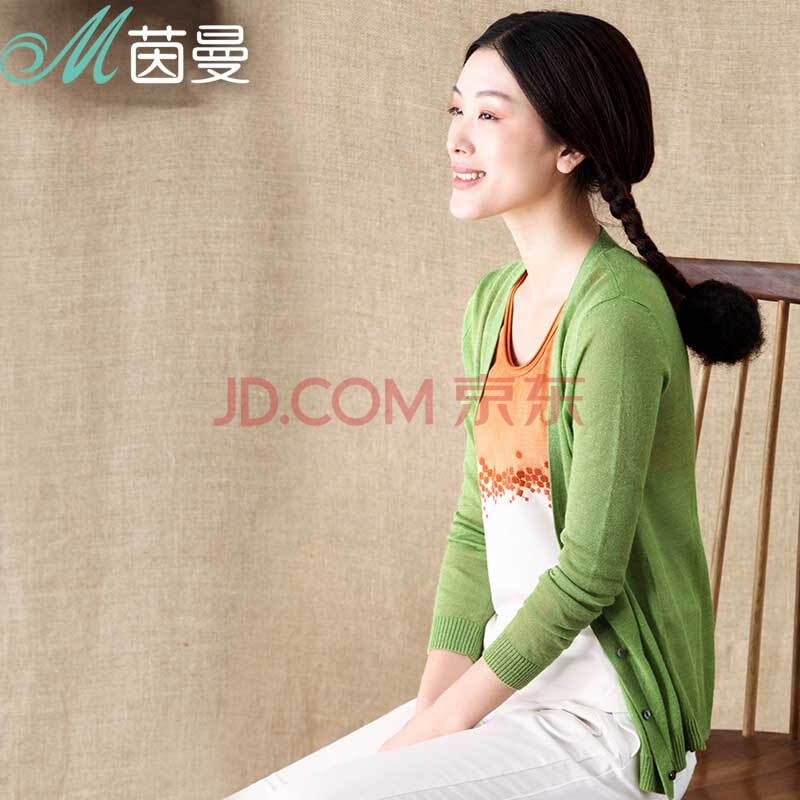 茵曼2014新款<em>女夏装</em>空调衫 <em>开衫薄</em> 简约棉麻针