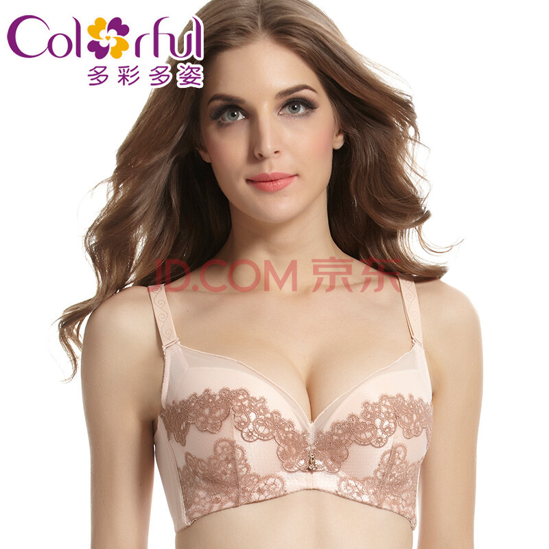 多彩多姿刺绣<em>文胸</em>夏款<em>上薄下厚</em>杯<em>小胸</em>内衣厚聚