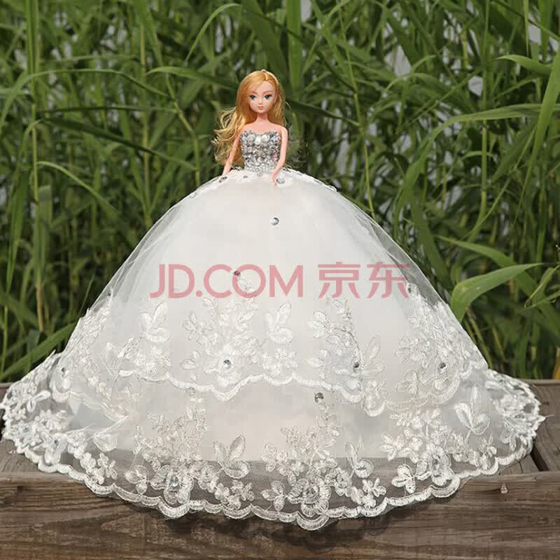 可爱卡通芭比娃娃公主女孩玩具洋娃娃大拖尾婚纱儿童生日礼物婚庆摆件