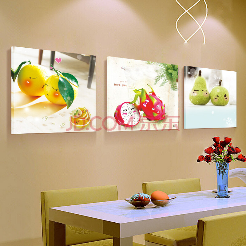 巢里巢外餐厅装饰画现代简约厨房壁画饭店挂画饭厅墙画客厅水果三联 f