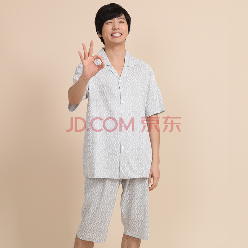 014韩国情侣<em>睡衣</em>新品人造<em>棉女</em>中袖裙男<em>套装</em>简