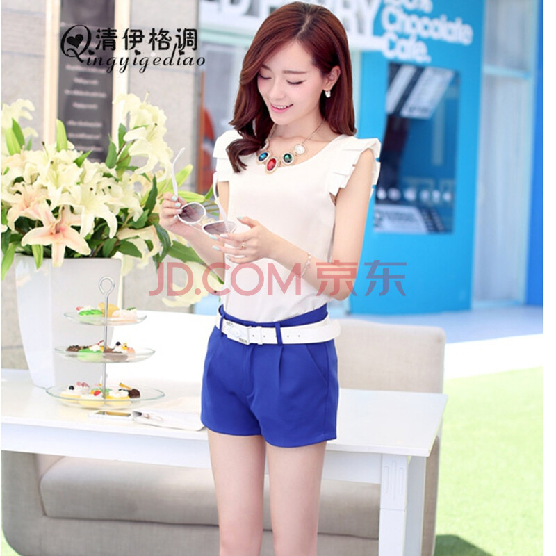 清伊格调 2014夏季新款短袖<em>雪纺</em>T恤<em>配短裤</em>时