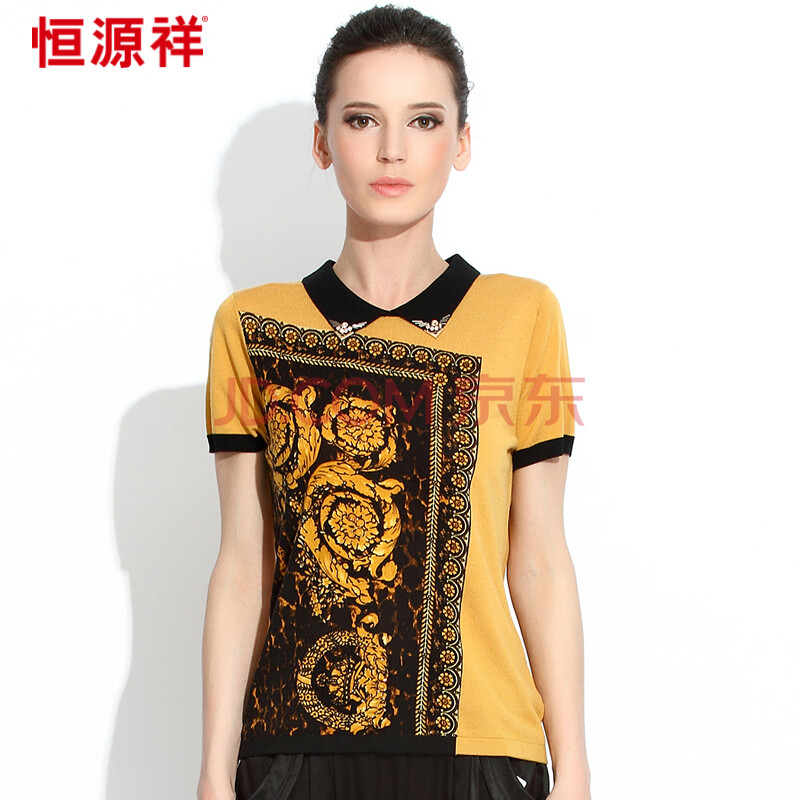 <em>恒源祥</em>2014夏季新款<em>女装</em> 通勤<em>短袖</em>翻领女T恤