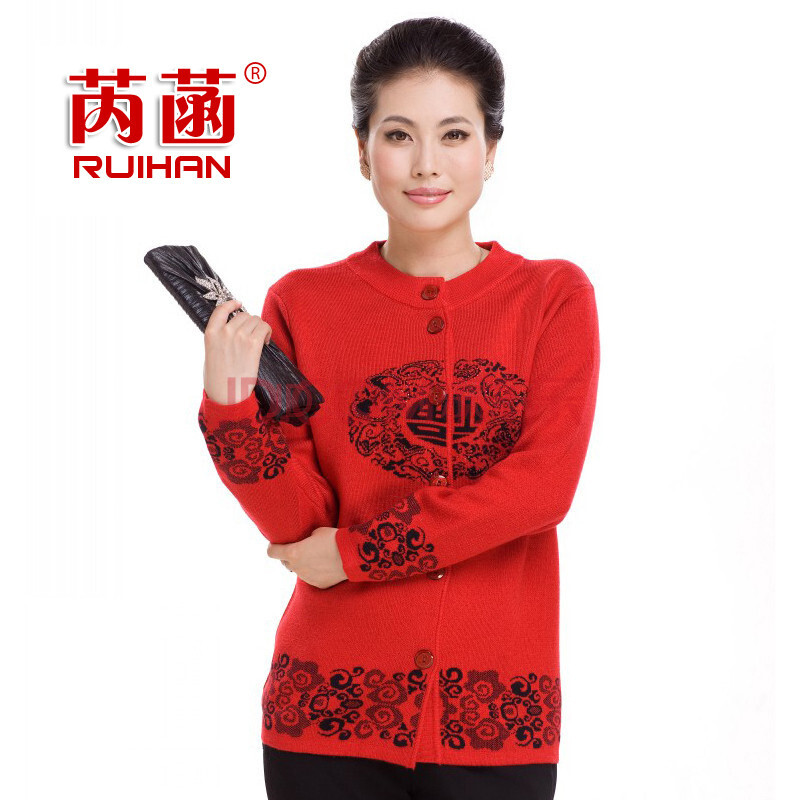 芮菡秋冬装女装中老年<em>加厚羊绒</em>衫<em>开衫</em>大码毛衣
