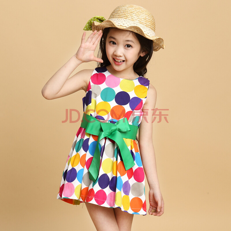 模特天使 <em>女童</em>夏装<em>波点连衣裙</em> 新款儿童中大童