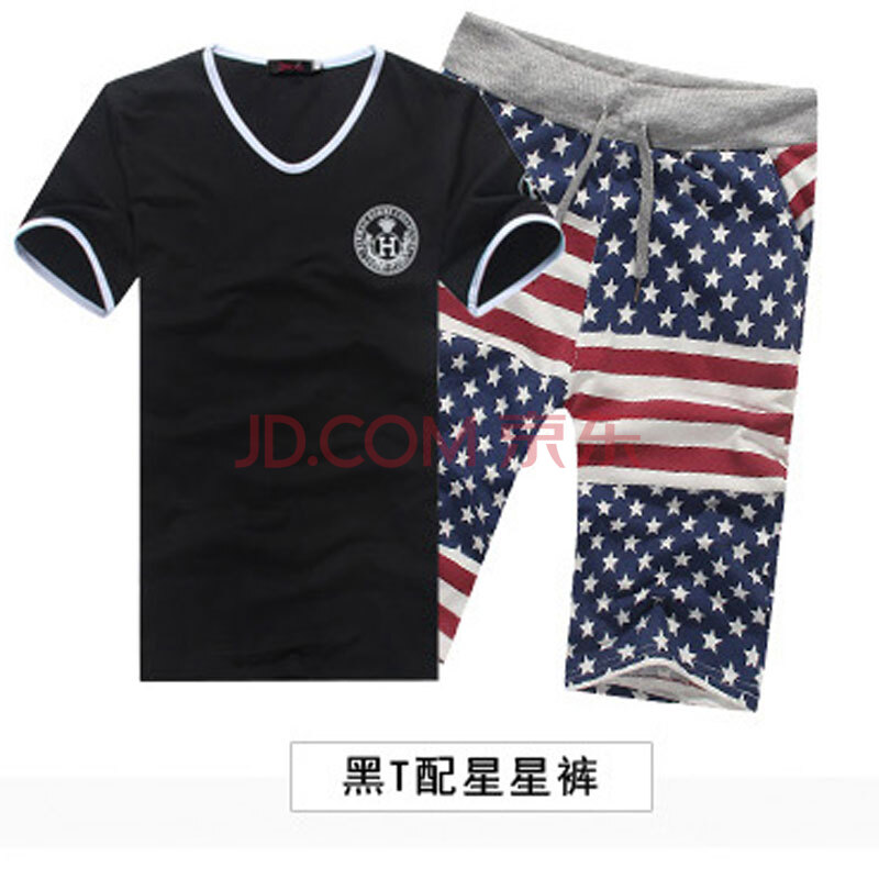 货到付款 旺草阁 <em>潮男</em>韩版纯棉修身<em>短袖</em>t恤<em>短裤</em>