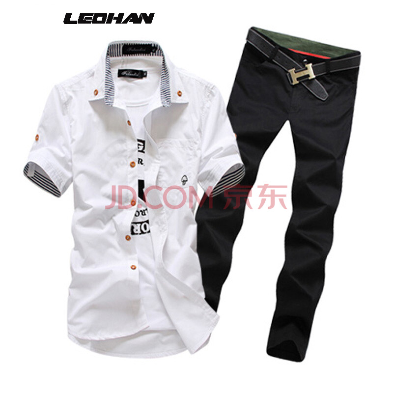 LeoHan 2014夏装新款<em>男装</em>短袖t恤+休闲裤2件